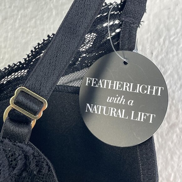 Natori Feathers Underwire Bra 36C Black Lace Nylon Mesh 730023 - Picture 9 of 10